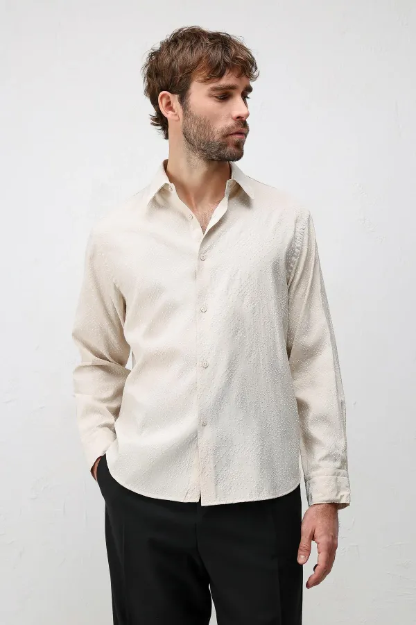 Antioch Stone Modal Blend Textured Men's Shirt