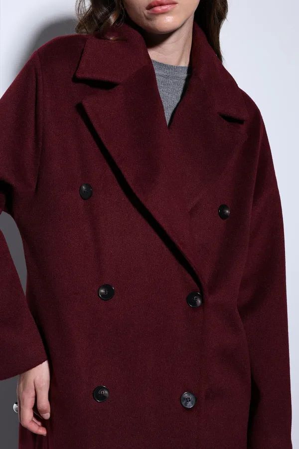 Antioch Bordo Kruvaze Kadın Kaban