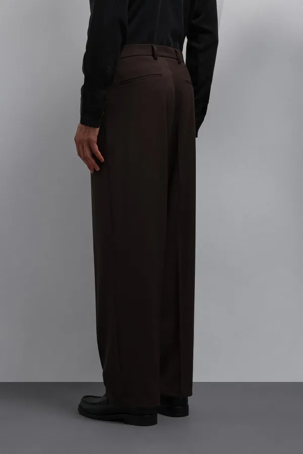 Antioch Koyu Kahve Relax Fit Baggy Pilili Erkek Pantolon