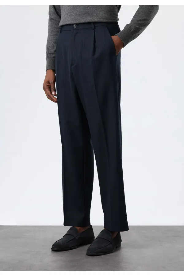 Antioch Navy Relax Fit Striped Men's Trousers