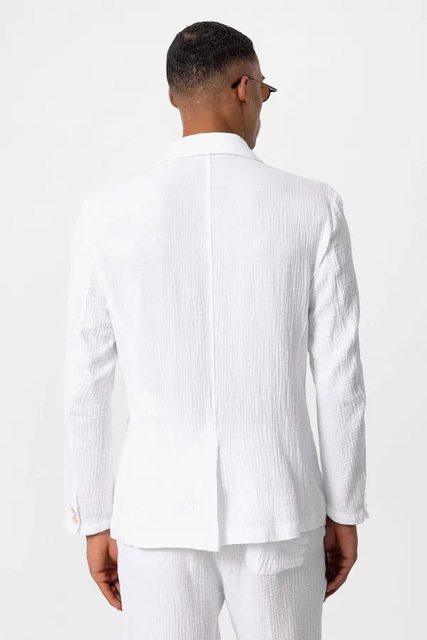 Antioch Off-White Double-Breasted Unlined Men's Blazer Jacket