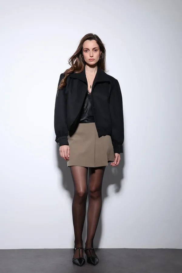 Blouson aviateur Antioch noir effet daim pour femme