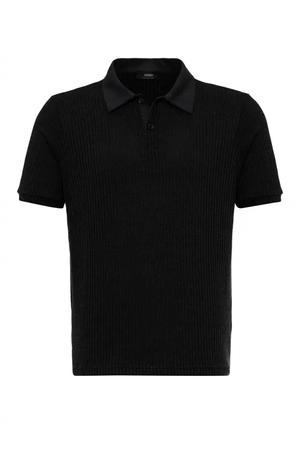 Antioch Siyah Slim Fit Polo Yaka Erkek T-Shirt