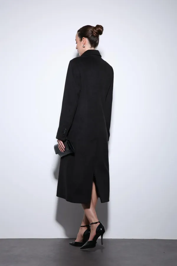 Antioch Black Wool Blend Double-Breasted Women's Coat