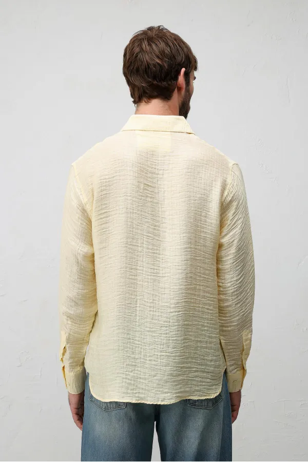 Antioch Sarı Crinkled Relax Fit Erkek Gömlek