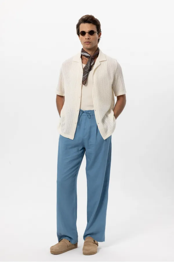 Chemise homme Antioch blanc cassé texturée au crochet