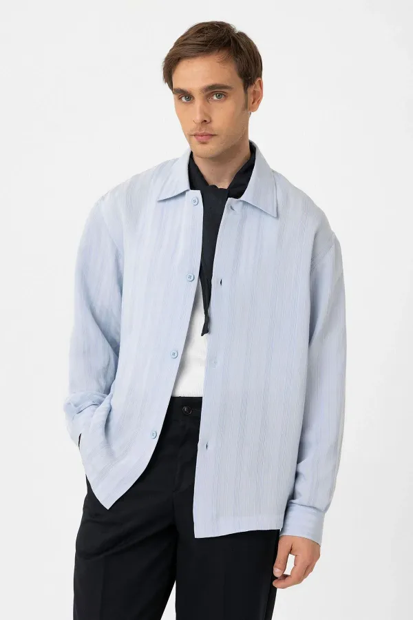 Chemise garçon oversize texturée bleue Antioch Bebe