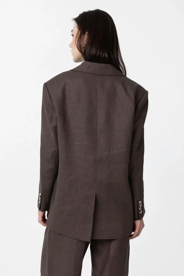 Antioch Coffee 100% Linen Women's Blazer Jacket