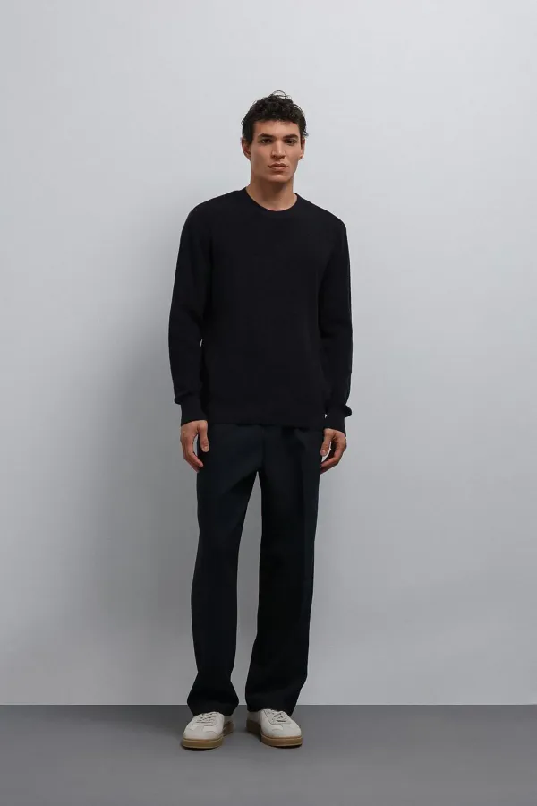 Pull texturé bleu marine Antioch pour homme