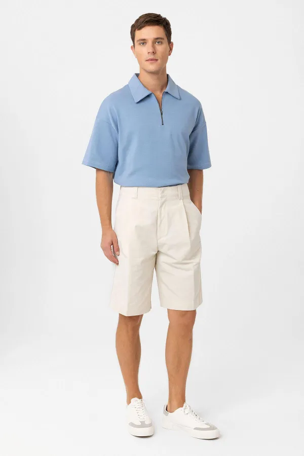 Bermuda plissé taille haute décontracté Antioch Stone pour homme