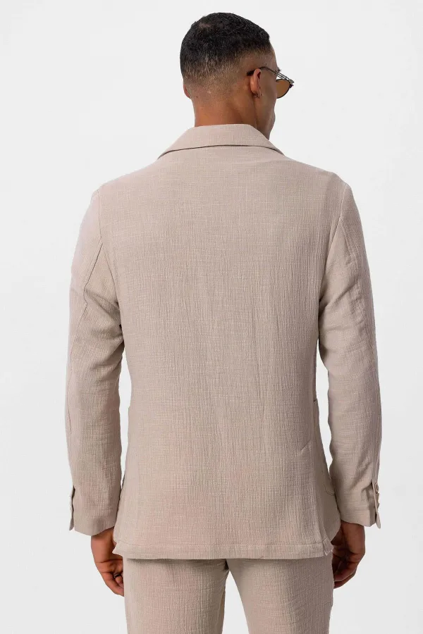 Antioch Beige Unlined Men's Blazer Jacket with Patch Pockets