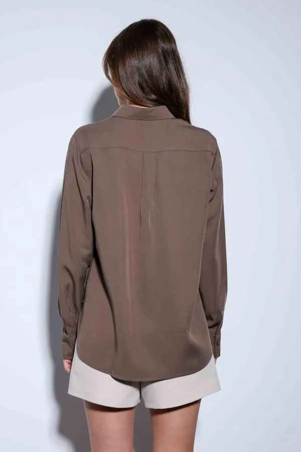 Antioch Açık Kahve Premium Kadın Gömlek