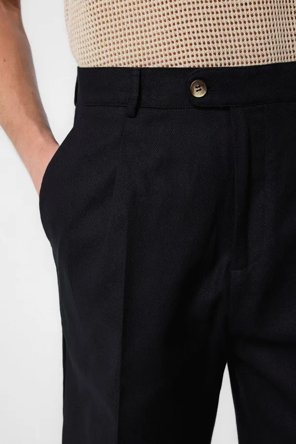 Short plissé taille haute noir Antioch pour homme