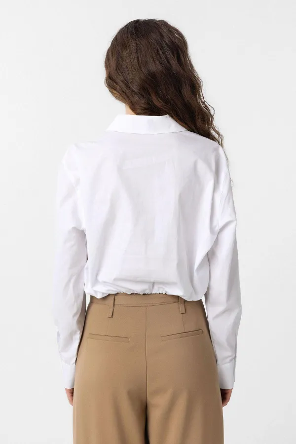 Antioch White Crop Poplin Women's Shirt
