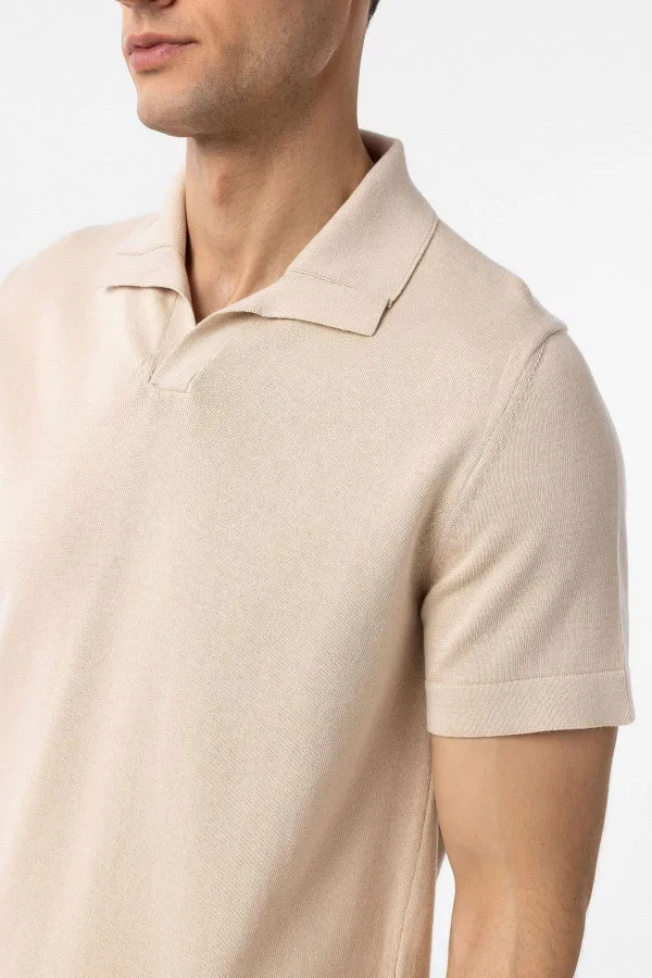 T-shirt en maille à col Apache 100% coton Antioch Stone