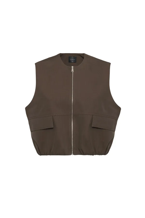 Antioch Kahve Oversize Kadın Yelek