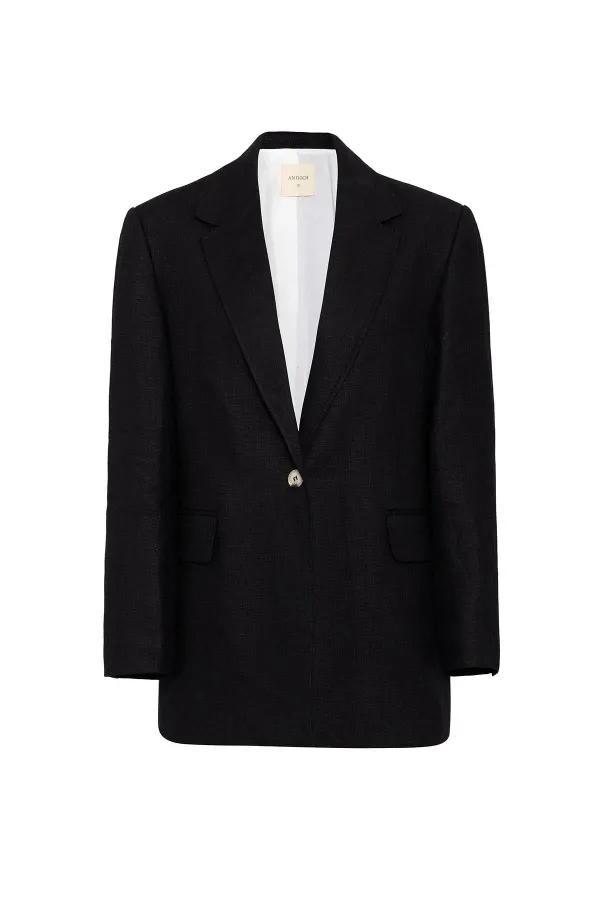 Antioch Black 100% Linen Women's Blazer Jacket
