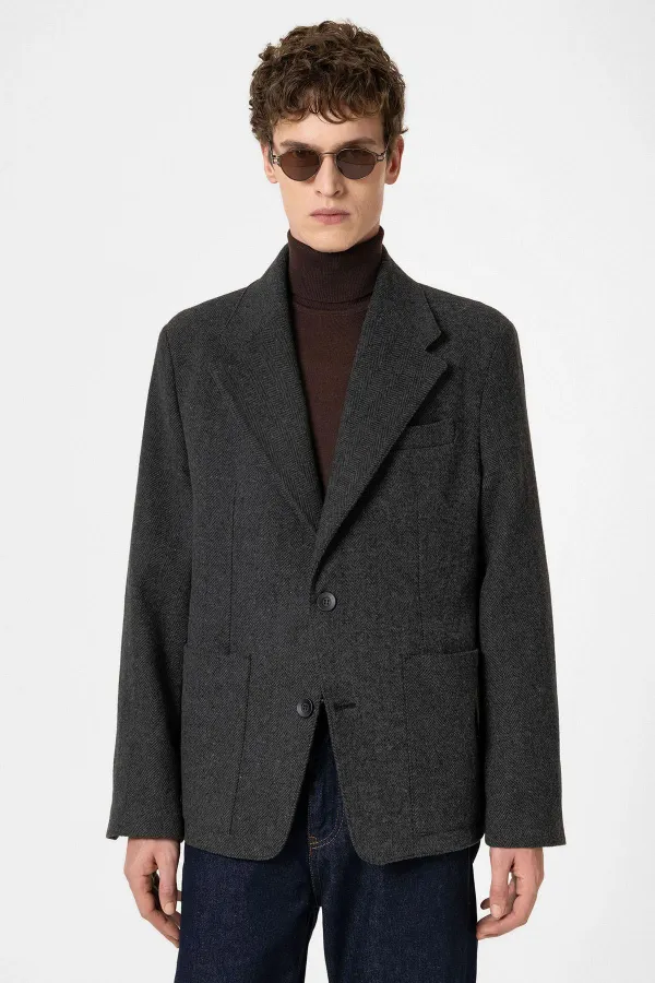 Blazer oversize pour homme Antioch anthracite à chevrons