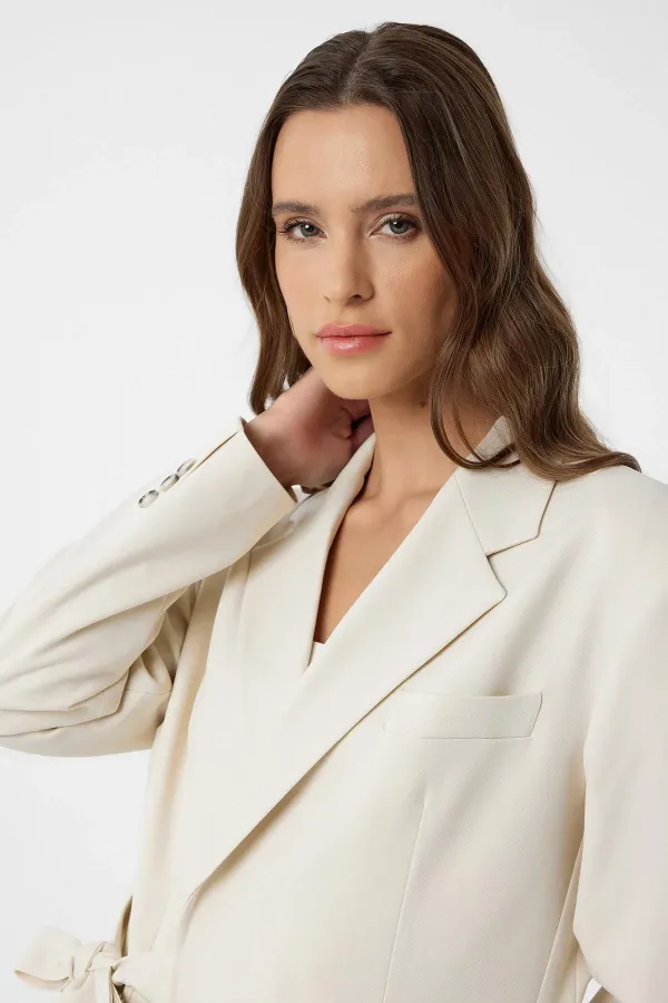 Antioch Ekru Kuşaklı Kadın Blazer