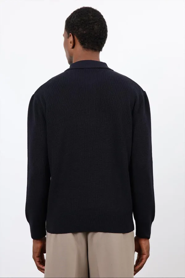 Pull en maille bleu marine Antioch pour homme