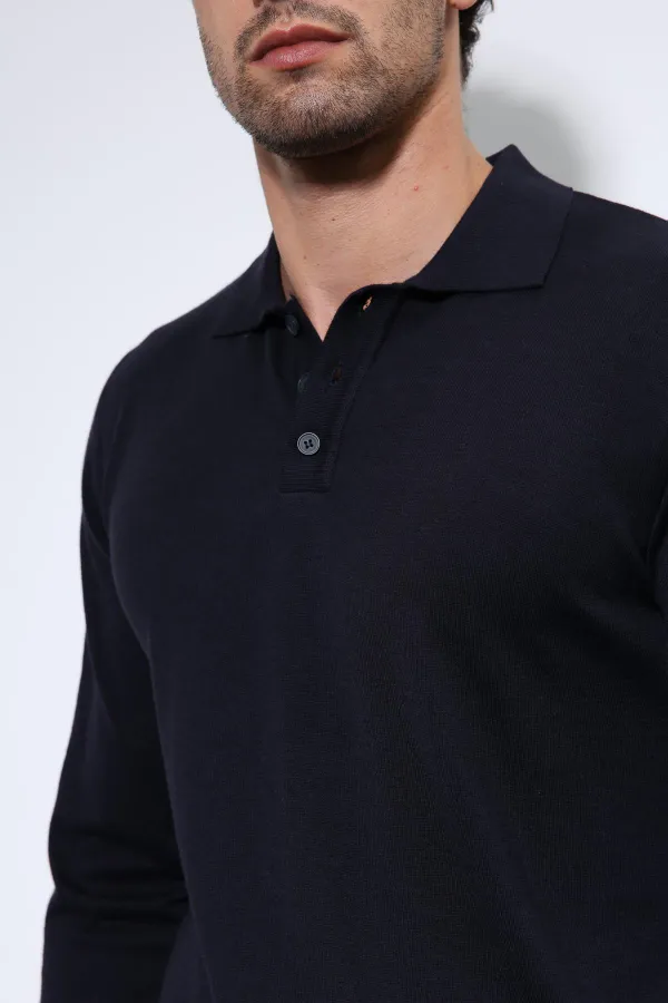 Pull homme à col polo bleu marine Antioch
