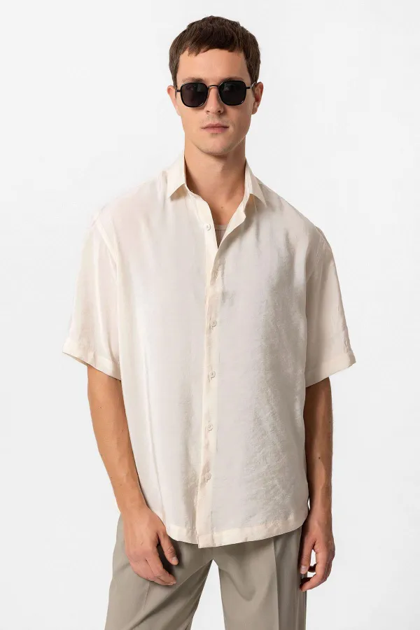 Antioch Taş Kısa Kollu Oversize Erkek Gömlek