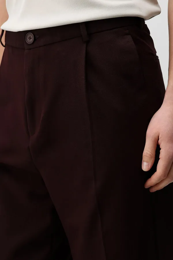 Antioch Burgundy Pleated Relaxed Fit Men's Trousers