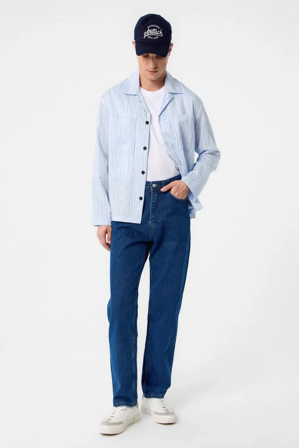 Antioch Açık Mavi Yüksek Bel Regular Fit Erkek Kot Pantolon