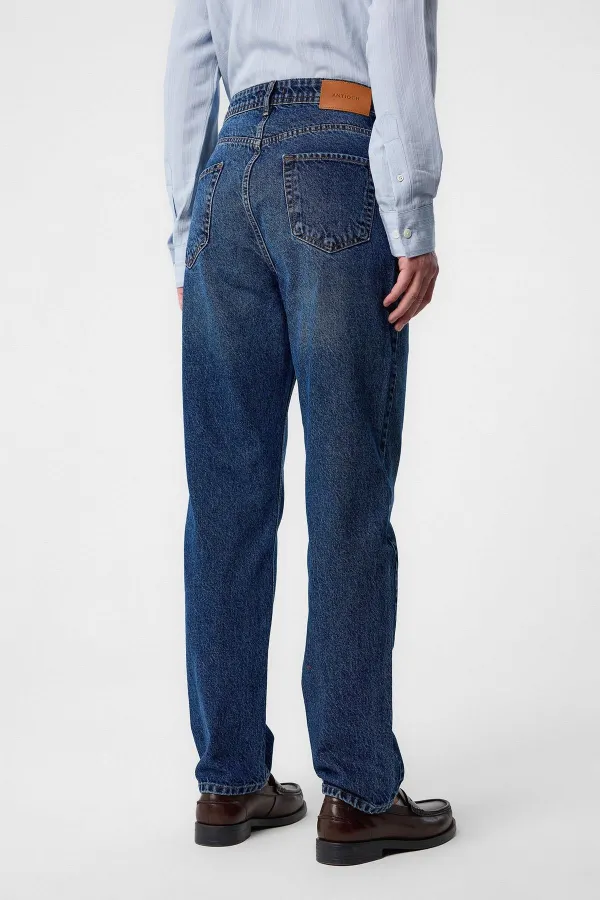 Jean Antioch Navy taille haute coupe classique pour homme