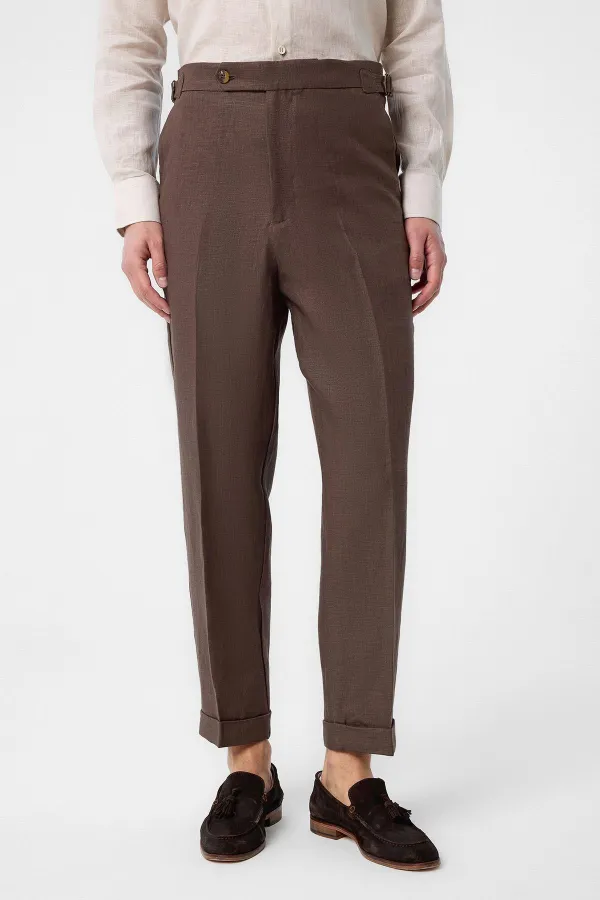 Antioch Light Brown 100% Linen Italian Cut Men's Trousers