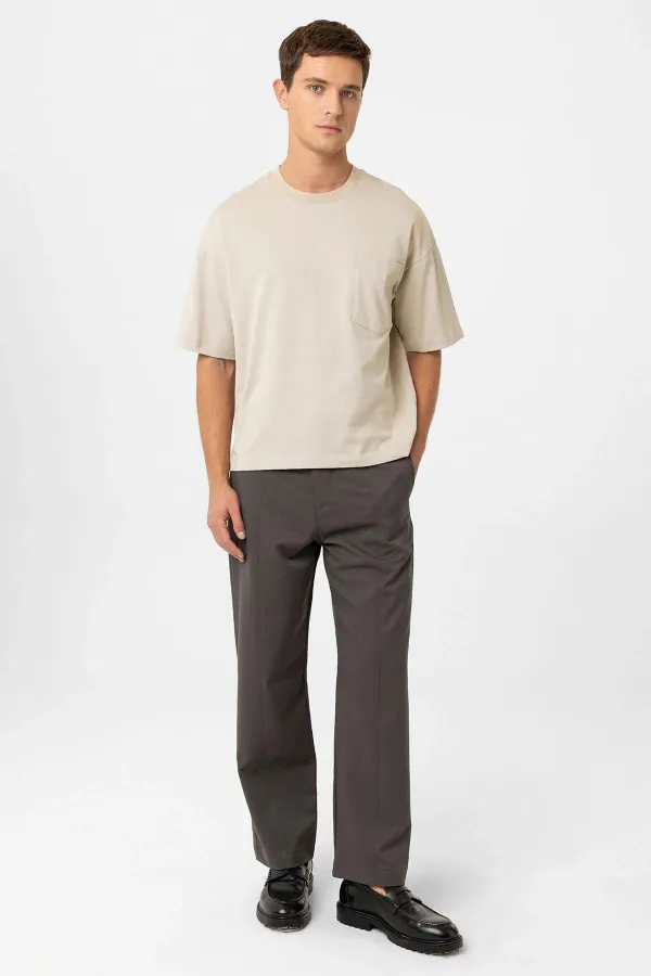Antioch Beige Relaxed Basic Men's T-Shirt