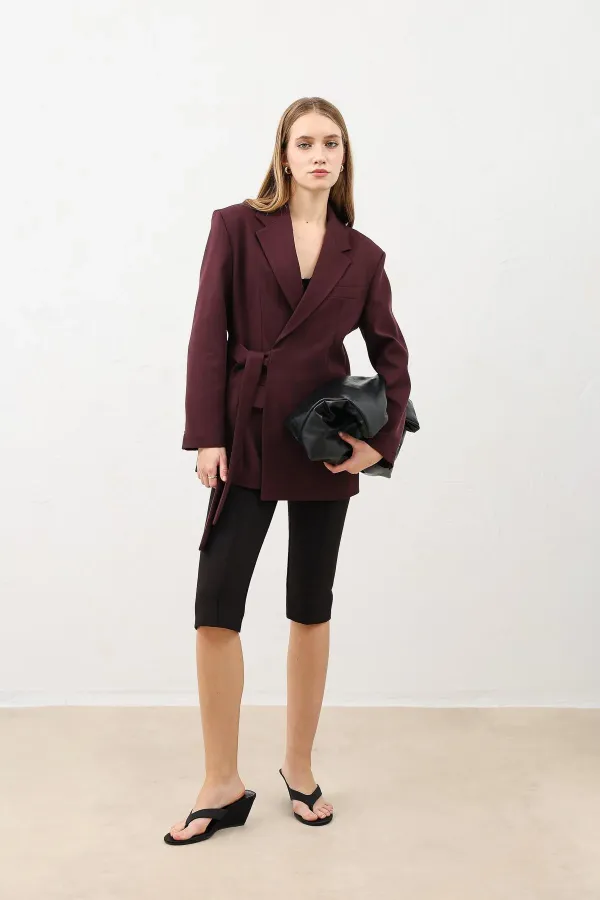 Blazer Antioch bordeaux ceinturé pour femme