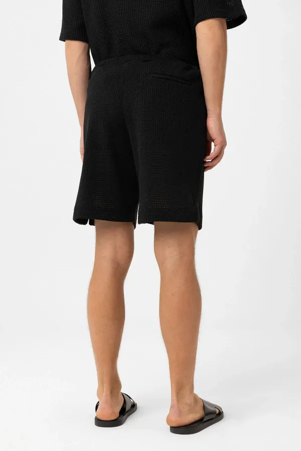 Antioch Siyah Dokulu Relaxed Erkek Şort