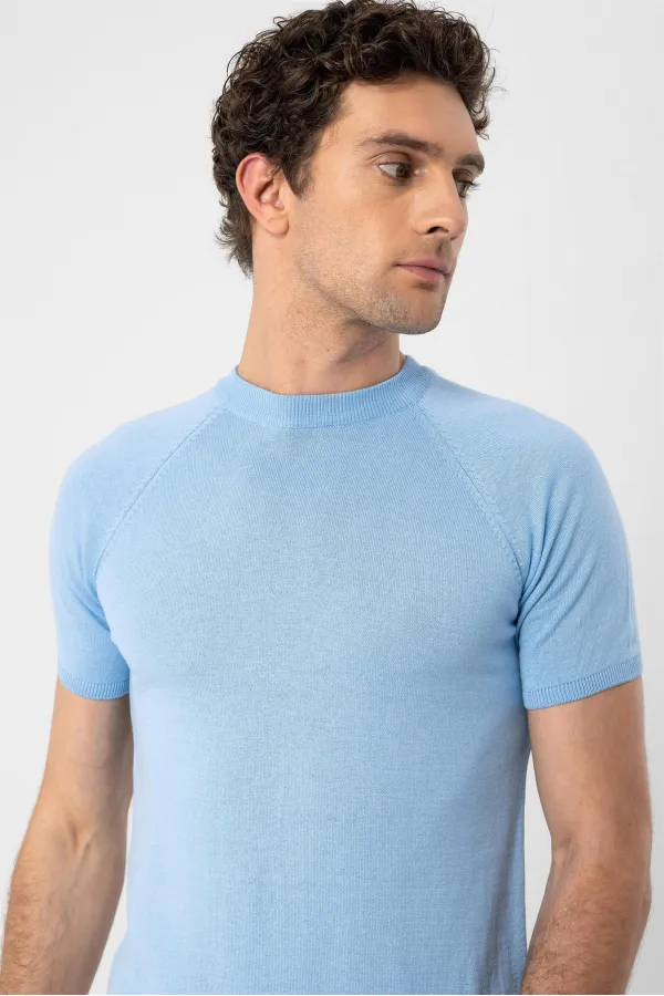 T-shirt en maille à col rond Antioch Bebe bleu