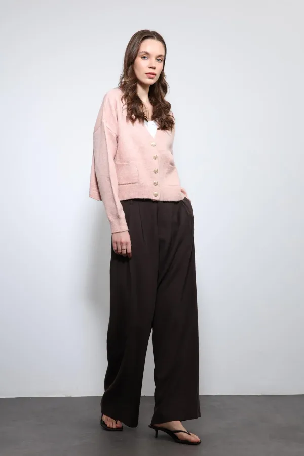 Gilet Antioch rose poudré en laine mélangée