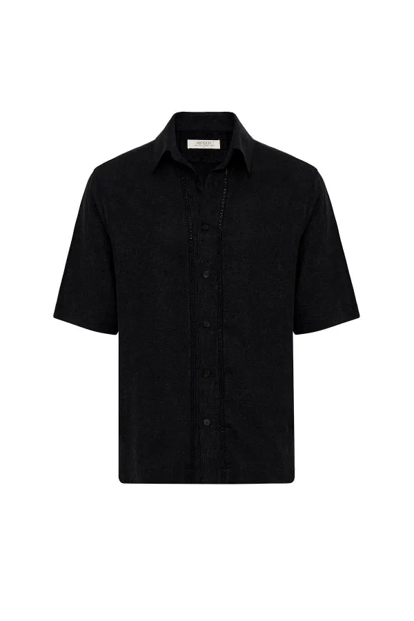 Chemise décontractée pour homme Antioch en lin mélangé noir