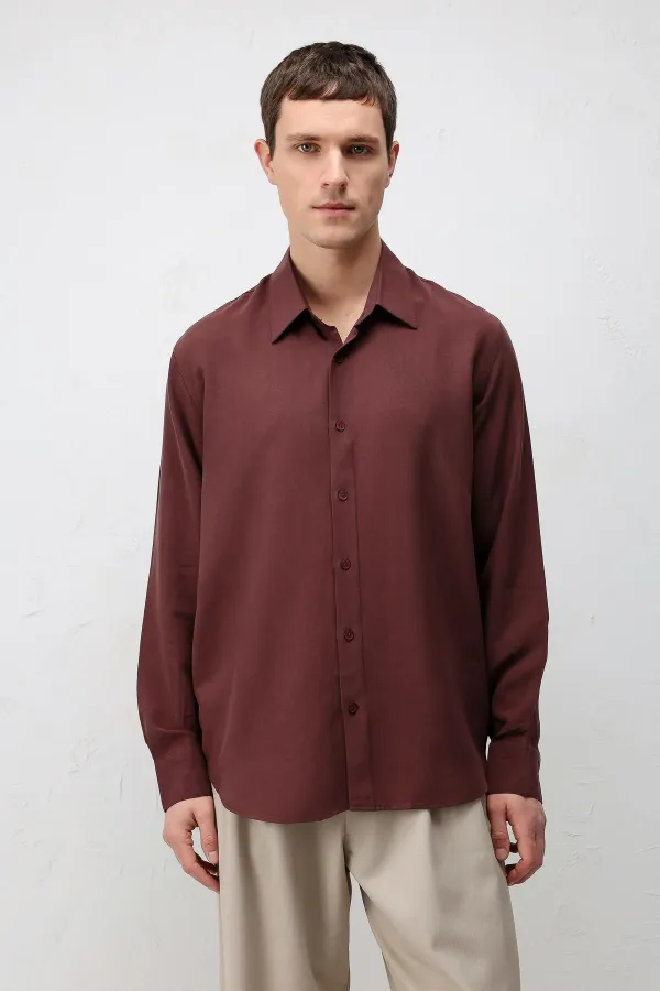 Antioch Bordo Teknik Regular Fit Erkek Gömlek