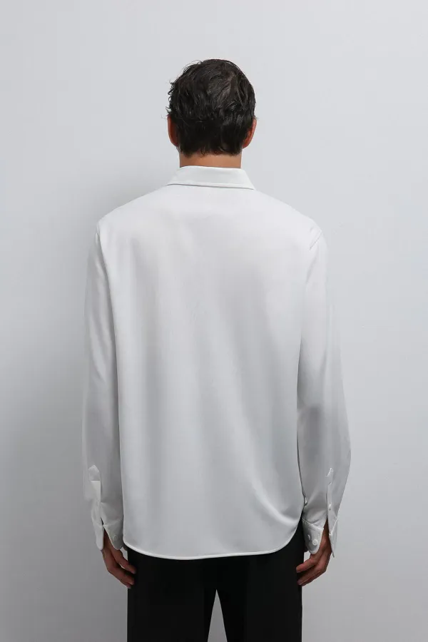 Antioch Beyaz Düğmeli Yaka Relax Fit Erkek Gömlek