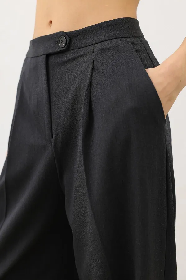 Antioch Smoke High-Waisted Pleated Women's Trousers
