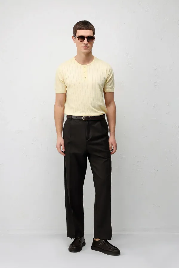 Antioch Yellow Textured Men's Knit T-Shirt