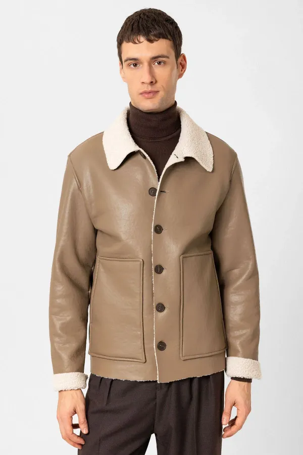 Veste en similicuir pour homme Antioch avec doublure en vison