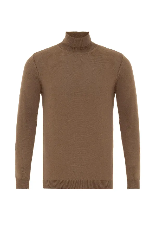 Antioch Açık Kahve Tam Boğazlı Erkek Triko