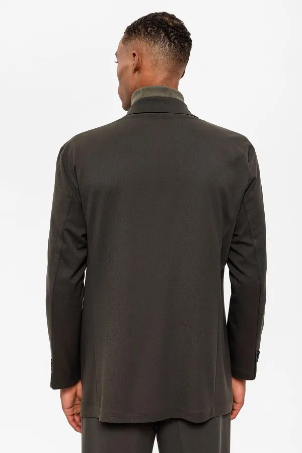 Antioch Khaki Double-Breasted Men's Blazer Jacket with Concealed Pockets