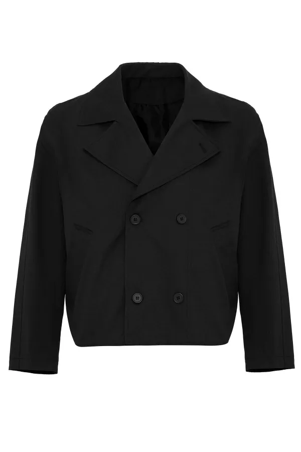 Antioch Siyah Crop Fit Erkek Trençkot Antioch Siyah Crop Fit Erkek Trençkot