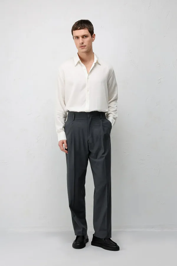 Antioch Gri Relaxed Fit Pileli Erkek Pantolon Antioch Gri Relaxed Fit Pileli Erkek Pantolon