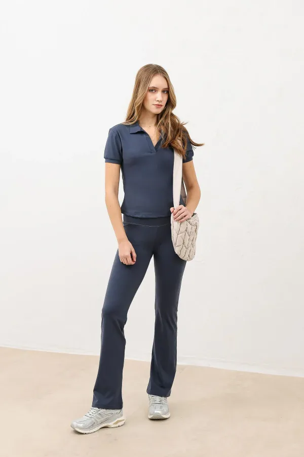 Antioch Smoke Grey Polo Collar Women's T-Shirt