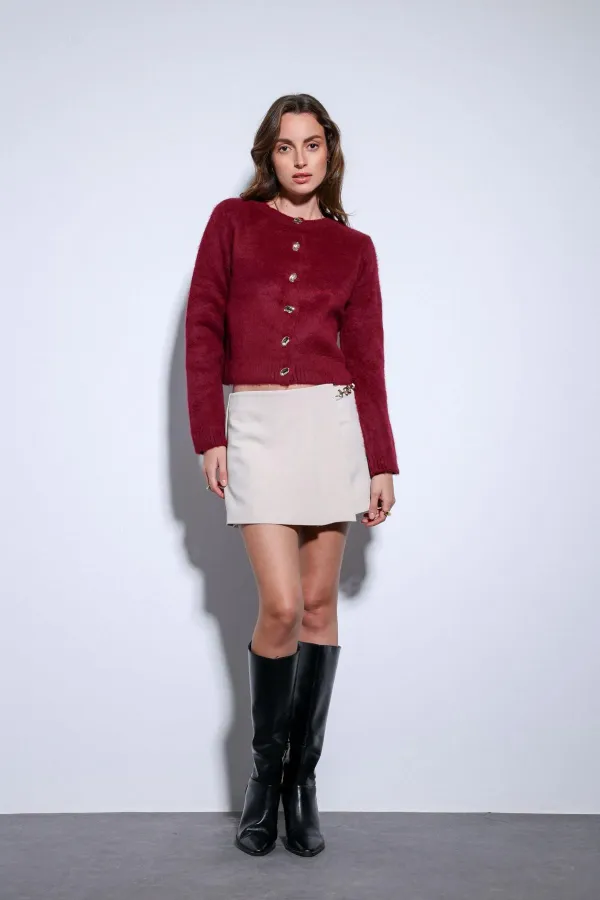 Antioch Taş Pileli Zincir Detaylı Şort Etek