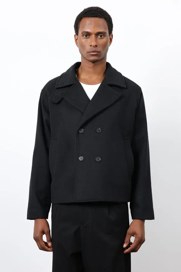 Antioch Black Double-Breasted Short Men's Coat