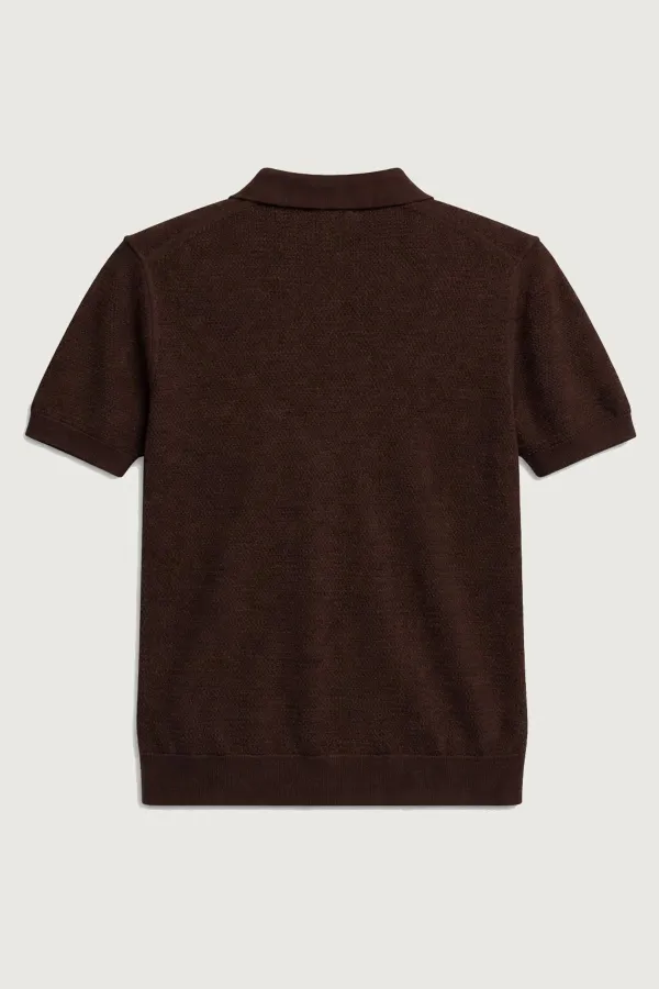 T-shirt homme Antioch Coffee en maille texturée à col polo