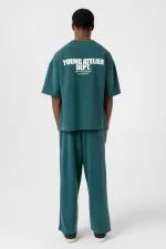 Etiket Detaylı Oversize Modal Kumaş Eşofman Takım Nefti